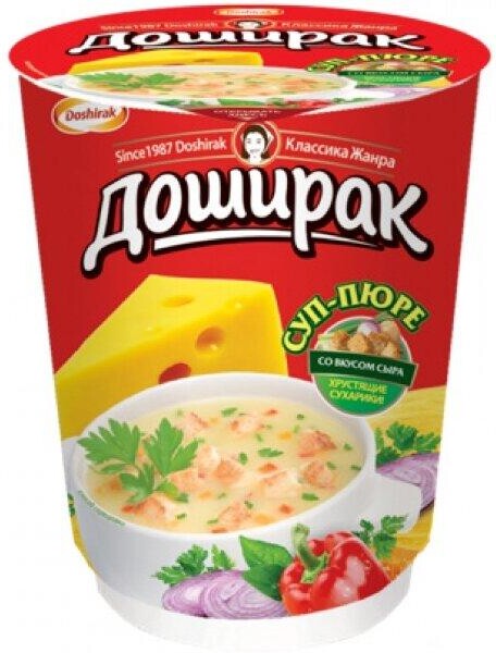 Суп-пюре со вкусом сыра Doshirak, 30 гр., пластиковый стакан