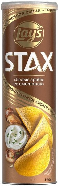 Чипсы Lays Stax Белые грибы со сметаной 140г