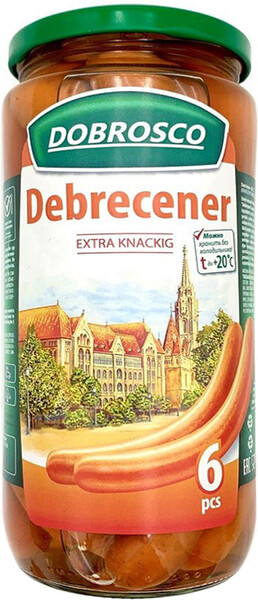 Колбаски «Дебреценские» в банке, DOBROSCO, 250 г, Россия