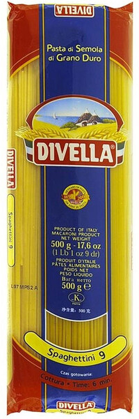 Паста Divella № 9 Спагеттини 0,5кг