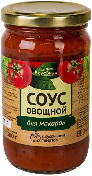 Соус ВкусВилл для макарон с кусочками томатов 360г