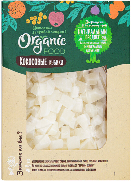 Кубики Organic Food кокосовые, 200 г