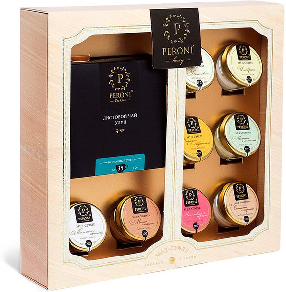 Подарочный набор мед-суфле 8х30 г + чай 35 г