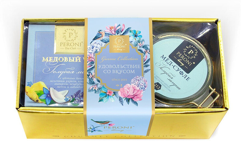 Подарочный набор Мед-суфле с кокосом и ананасом 250 г + медовый чай с лавандой 45 г