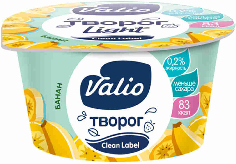 БЗМЖ Творог мягкий Valio банан 0,2% 140г