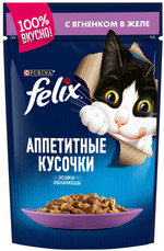 Корм консервированный для взрослых кошек FELIX Аппетитные кусочки с ягненком в желе, 85г Россия, 85 г