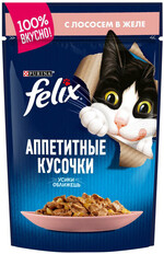 Корм консервированный для взрослых кошек FELIX Аппетитные кусочки с лососем в желе, 85г Россия, 85 г