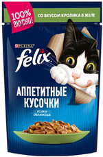 Корм консервированный для взрослых кошек FELIX Аппетитные кусочки с кроликом в желе, 85г Россия, 85 г