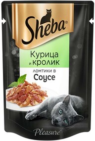 Корм консервированный для кошек SHEBA Pleasure из курицы и кролика, 85г Россия, 85 г