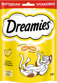 Лакомство Dreamies Подушечки с сыром для кошек 140 г