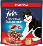 Корм сухой для взрослых кошек FELIX Двойная Вкуснятина с мясом, 1,5кг Россия, 1500 г