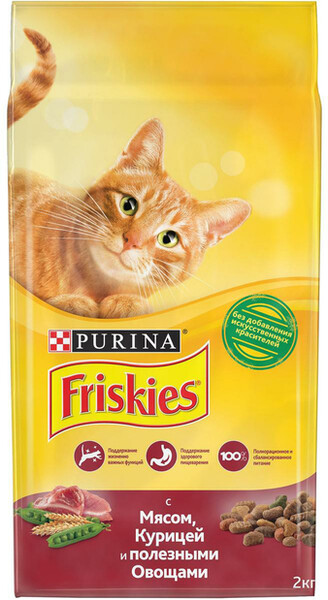 Корм для кошек FRISKIES Мясо, курица, овощи сух. 2кг