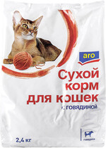 Корм для кошек ARO сухой с говядиной, 2,4кг