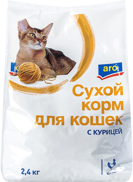 Корм для кошек Aro с курицей сухой, 2,4кг