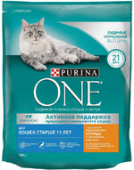 Корм сухой Purina One для кошек старше 11 лет с высоким содержанием курицы и цельными злаками 750 г