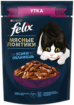 Корм консервированный для взрослых кошек FELIX Мясные ломтики с уткой, 75г Россия, 75 г