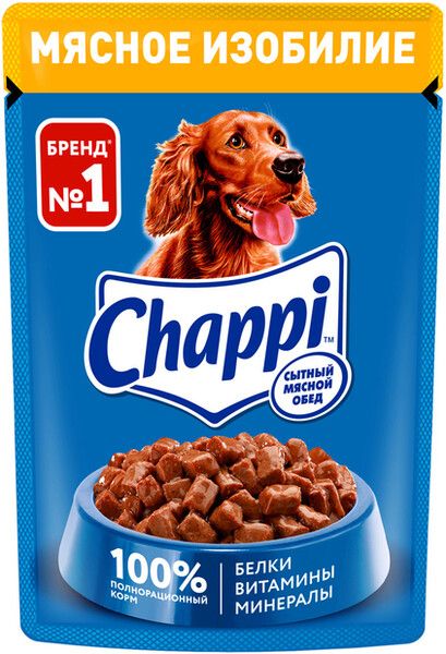 Влажный корм для собак Chappi Сытный мясной обед мясное изобилие, 85 г