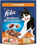 Корм сухой для взрослых кошек FELIX Двойная Вкуснятина с птицей, 300г Россия, 300 г