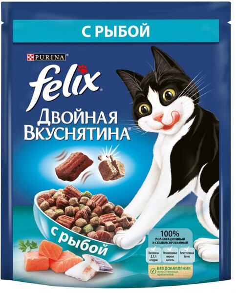 Корм сухой для взрослых кошек FELIX Двойная Вкуснятина с рыбой, 300г Россия, 300 г