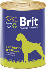 Консервированный корм для собак Brit говядина и сердце, 850 г