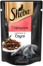 Корм консервированный для кошек SHEBA ломтики в соусе с говядиной, 85г Россия, 85 г
