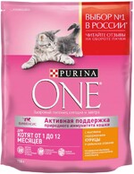 Корм сухой для котят PURINA ONE с высоким содержанием курицы и цельными злаками, 750г Россия, 750 г