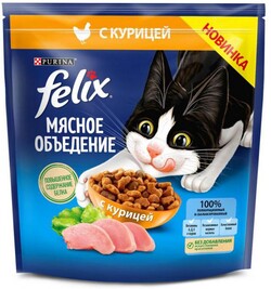 Корм сухой для взрослых кошек FELIX Мясное объедение с курицей, 1,3кг Россия, 1300 г