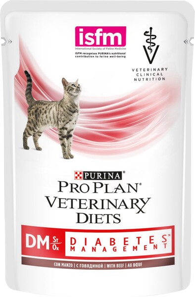 Корм консервированный для взрослых кошек PURINA PRO PLAN Veterinary Diets DM St/Ox Говядина, при диабете, 85г Россия, 85 г