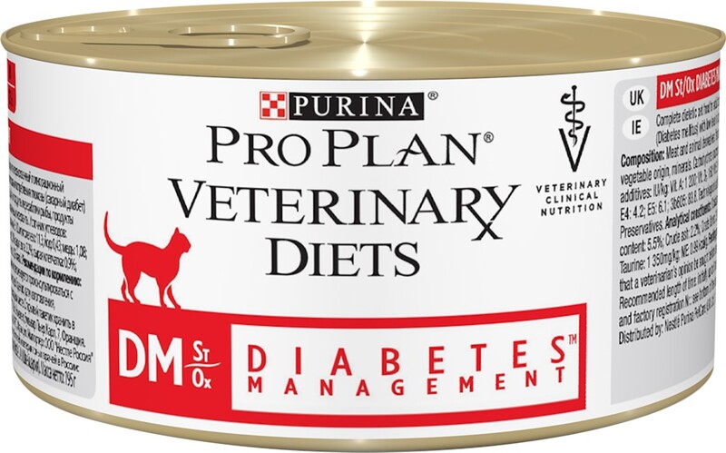 Корм консервированный для взрослых кошек PURINA PRO PLAN Veterinary Diets DM St/Ox Говядина, при диабете, 195г Россия, 195 г
