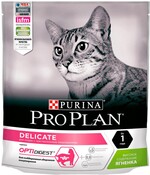 Корм Pro Plan сухой  для кошек с чувствительным пищеварением и привередливых к еде с ягненком, 400 гр., ПЭТ
