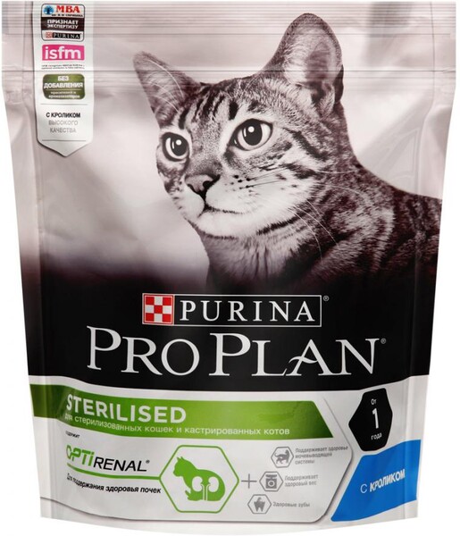 Корм сухой для взрослых кошек PURINA PRO PLAN Adult Кролик, для стерилизованных и кастрированных, 400г Россия, 400 г