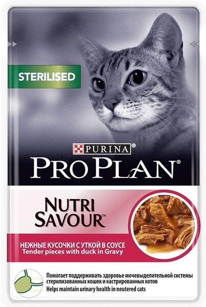 Nutri Savour влажный корм для взрослых стерилизованных кошек и кастрированных котов, с уткой в соусе, 85 г