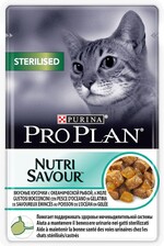 Корм консервированный для взрослых кошек PURINA PRO PLAN Nutri Savour с океанической рыбой, кусочки в желе, для стерилизованных и кастрированных, 85г Россия, 85 г
