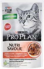 Корм консервированный для взрослых кошек PURINA PRO PLAN Nutri Savour с говядиной в соусе, для стерилизованных и кастрированных, 85г Россия, 85 г