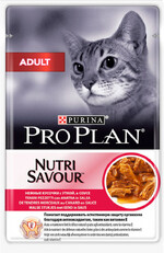 Корм консервированный для взрослых кошек PURINA PRO PLAN Nutri Savour с уткой, нежные кусочки, в соусе, 85г Россия, 85 г