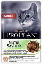 Корм консервированный для взрослых кошек PURINA PRO PLAN Nutri Savour с ягненком, кусочки в желе, 85г Россия, 85 г