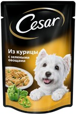 Корм консервированный для взрослых собак CESAR с курицей и зелеными овощами, для всех пород, 85г Россия, 85 г