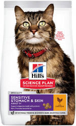 Science Plan Sensitive Stomach Skin сухой корм для кошек для здоровья кожи и пищеварения, с курицей, 1,5кг