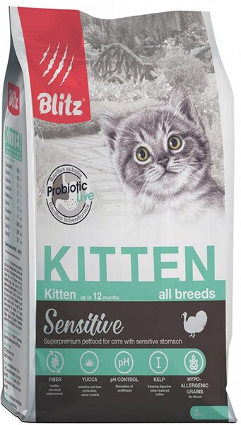 Корм для котят BLITZ Sensitive индейка сух. 2кг