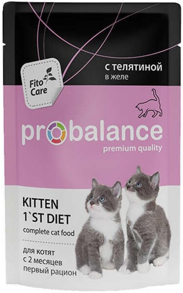 Корм для котят с 2 мес ProBalance Kitten 1'st Diet телятина, 85 г