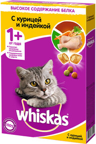 Корм для кошек Whiskas подушечки с паштетом курица, утка, индейка сух. 350г коробка