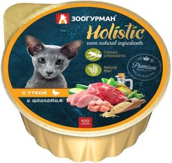 Консервированный корм для кошек «Зоогурман» Holistic с уткой и шпинатом, 100 г