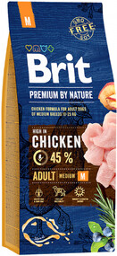 Premium by Nature Adult M корм для взрослых собак средних пород, с курицей, 15 кг