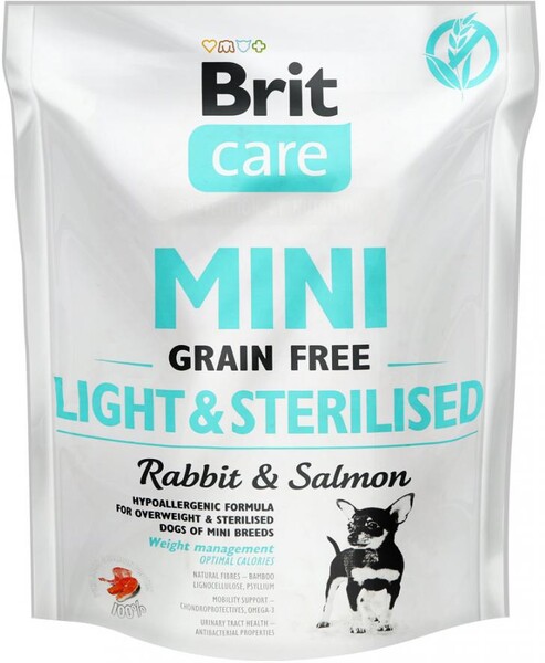 Care MINI GF Light & Sterilised беззерновой для собак мелких пород с избыточным весом и стерилизованных, 400 г