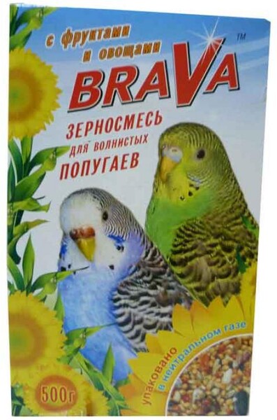 Корм для волнистых попугаев Brava Зерносмесь с овощами и фруктами, 500 г