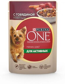 Purina one Mini Корм для активных собак говяд/картоф/морк