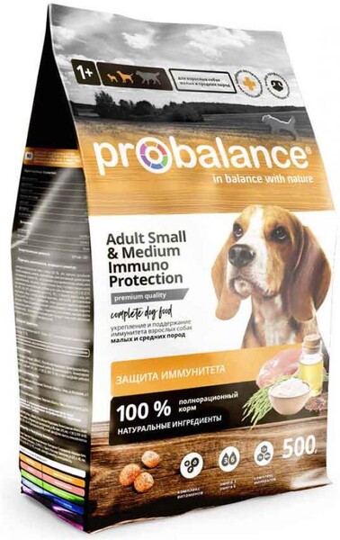 Сухой корм для собак мелких и средних пород Probalance Immuno Adult Small and Medium, 500 г
