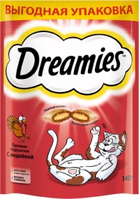 Лакомство для кошек DREAMIES с индейкой, 140г