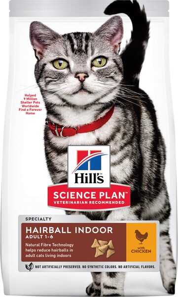 Сухой корм для кошек Hills Science Plan Hairball Indoor для выведения шерсти из желудка с курицей 300г