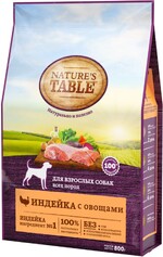 Корм сухой для взрослых собак NATURE'S TABLE Индейка с овощами, для всех пород, 800г Россия, 800 г
